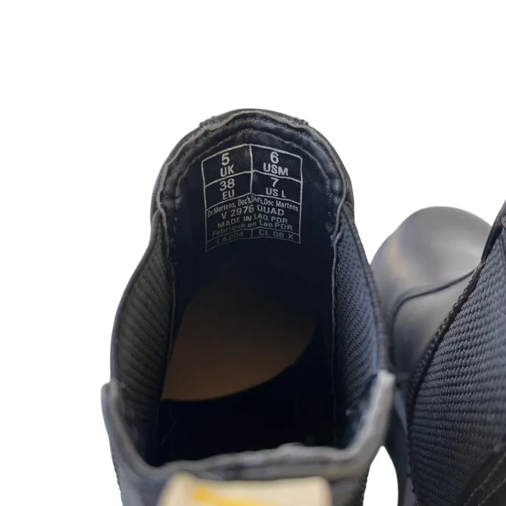 SOLDDr. Martens V 2976 Quad Mono Black Vegan Leather Platform Chelsea Boots SZ 7 - Picture 4 of 7